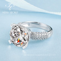 Factory wholesale elegant round cut diamond  ring women jewelry with CVD CZ Moissanite